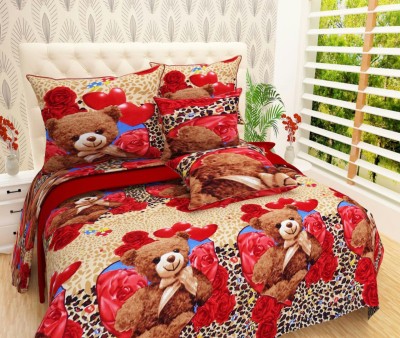 RED BEAR 144 TC Cotton Double Floral Flat Bedsheet(Pack of 3, Multicolor)
