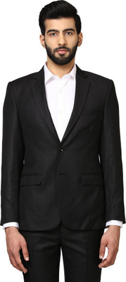 Raymond Solid Single Breasted Casual Men Blazer(Black)
