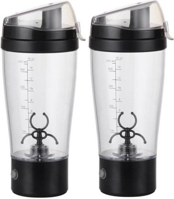 

ELEGANTSHOPPING Premium Quality Battery Operated Vortex Protein Shaker Blender 450 ml Shaker(Pack of 2, White, Black), Black;white
