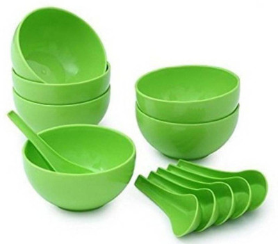 Kitchen Hub Soup Bowl Plastic Soup Bowl(Green, Pack of 12)