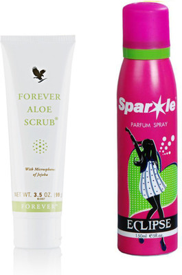 

Forever Aloe scrub 99g (238) With one sparkle perfume spray 150 ml(Set of 2)
