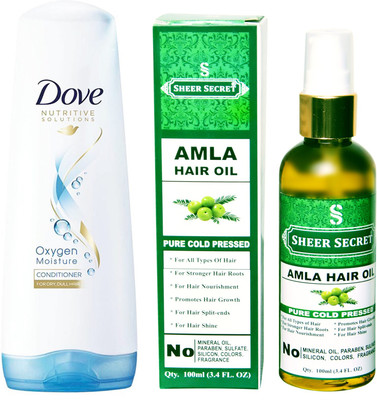 

Dove 180 ML OXYGEN MOISTURE CONDITIONER with SHEER SECRET COLD PRESSED AMLA OIL 100ML(Set of 2)