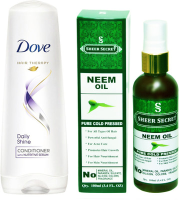 

Dove 180 ML DAILY SHINE CONDITIONER with SHEER SECRET COLD PRESSED NEEM OIL 100ML(Set of 2)