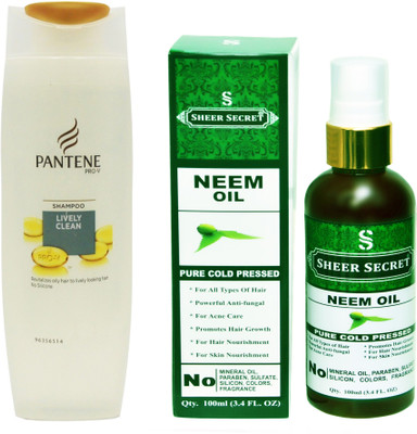 

PANTENE 180 ML LIVELY CLEAN SHAMPOO with SHEER SECRET COLD PRESSED NEEM OIL 100ML(Set of 2)