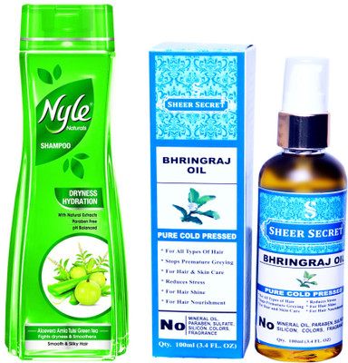 

NYLE 400 ML DRYNESS HYDRATION SHAMPOO with SHEER SECRET COLD PRESSED BHRINGRAJ OIL 100ML(Set of 2)