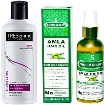 

TRESemme 190 ML SALON SILK MOISTURE CONDITIONER with SHEER SECRET COLD PRESSED AMLA OIL 100ML(Set of 2)