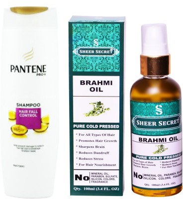 

PANTENE 180 ML HAIR FALL CONTROL SHAMPOO with SHEER SECRET COLD PRESSED BRAHMI OIL 100ML(Set of 2)