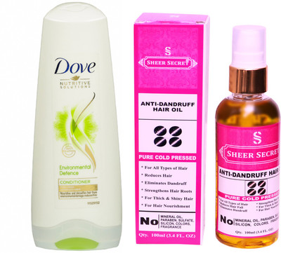 

Dove 180 ML ENVIRONMENTAL DEFENCE CONDITIONER with SHEER SECRET COLD PRESSED ANTI DANDRUFF OIL 100ML(Set of 2)