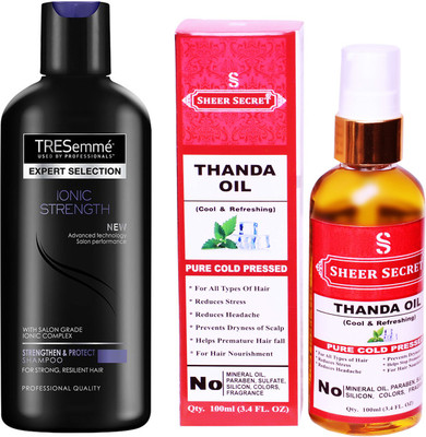 

TRESemme 190 ML IONIC STRENGTH SHAMPOO with SHEER SECRET COLD PRESSED THANDA OIL 100ML(Set of 2)