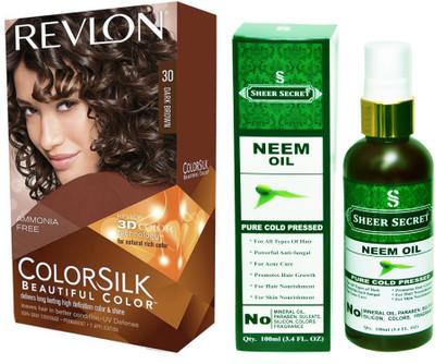 

Revlon DARK BROWN 30 with SHEER SECRET COLD PRESSED NEEM OIL 100ML(Set of 2)