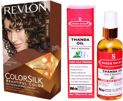 

Revlon DARK BROWN 30 with SHEER SECRET COLD PRESSED THANDA OIL 100ML(Set of 2)