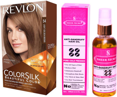 

Revlon LIGHT GOLDEN BROWN 54 with SHEER SECRET COLD PRESSED ANTI DANDRUFF OIL 100ML(Set of 2)