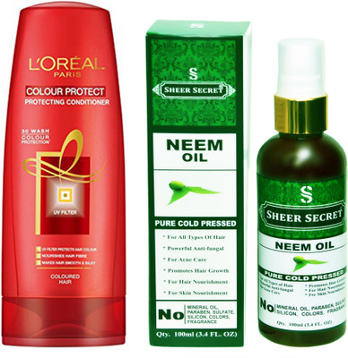 

L'Oreal COLOUR PROTECT CONDITIONER 175 ML with SHEER SECRET COLD PRESSED NEEM OIL 100ML(Set of 2)