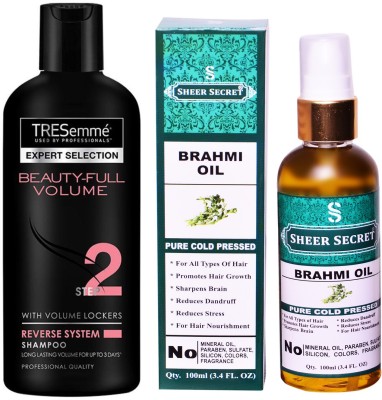 

TRESemme 190 ML BEAUTIFULL VOLUME SHAMPOO with SHEER SECRET COLD PRESSED BRAHMI OIL 100ML(Set of 2)