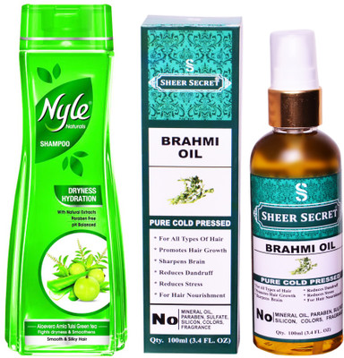 NYLE 180 ML DRYNESS HYDRATION SHAMPOO with SHEER SECRET COLD PRESSED BRAHMI OIL 100ML(Set of 2)
