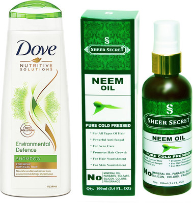 

Dove 180 ML ENVIRONMENTAL DEFENCE SHAMPOO with SHEER SECRET COLD PRESSED NEEM OIL 100ML(Set of 2)