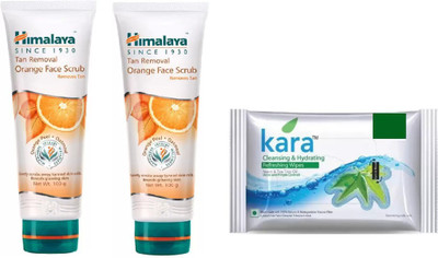 

Himalaya tan removal orange face scrub, kara skin care wipes(Set of 3)