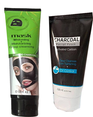 

LUV-LI COMBO OF CHARCOAL MASK AND FACE WASH FOR DAILY POLLUTION FREE SKIN, BLACK HEAD REMOVE, DEEP CLEANSING, OIL CONTROL(Set of 2)