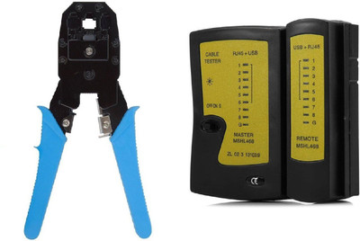 

Etake Combo of Crimping Tool and Lan Cable Tester RJ 45 RJ11 Combo Set