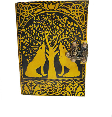 

SV Traders A6 Diary(Genuine Real Engraved 2 Dog a Tree " Handmade EMBOSSED Pure Goat LEATHER JOURNAL Notebook …, Yellow, Black), Black;yellow