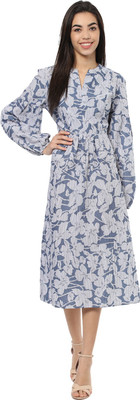 HARPA Women Fit and Flare Grey Knee Length Dress