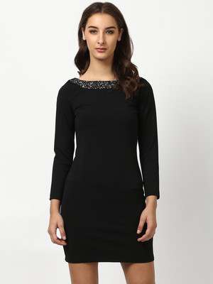 HARPA Women Bodycon Black Above Knee/Mid Thigh Length Dress