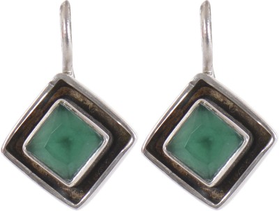 Silverwala 925 Sterling Silver Green Onyx Stone Hanging Earring for Women and Girls Onyx Silver Drops & Danglers