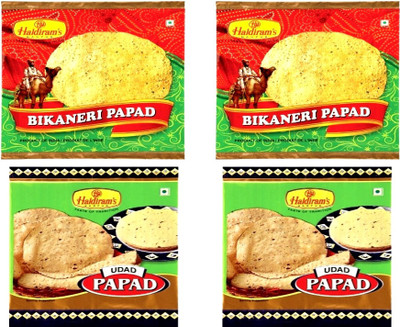 

Haldiram's Udad Papad and Bikaneri Papad (Combo Pack) Masala Papad 800 g(Pack of 4)