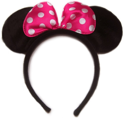 

Satyam Kraft Ears Headband Hair Accessories,Bow hairband/headband for Girls Head Band(Pink, Black)
