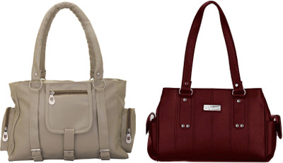 

Lady bar Shoulder Bag(Grey, Maroon)