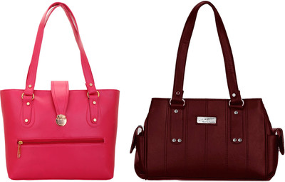 Lady bar Shoulder Bag(Pink, Maroon), Maroon;pink