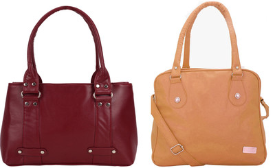 

Lady bar Shoulder Bag(Maroon, Tan)