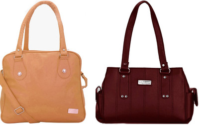

Lady bar Shoulder Bag(White, Maroon), Maroon;white