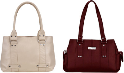 

Lady bar Shoulder Bag(Tan, Maroon), Maroon;tan
