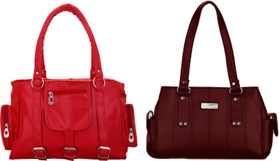 

Lady bar Shoulder Bag(Red, Maroon), Maroon;red