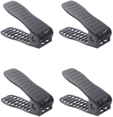 

SEVVY Shoe Slot Storage Organizer - Set of 4 | Shoe Slot Space Saver | Adjustable Shoe Storage Organiser Shoe Organizer - BLACK Shoe Organizer( )