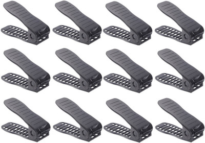 

SEVVY Shoe Slot Storage Organizer - Set of 12 | Shoe Slot Space Saver | Adjustable Shoe Storage Organiser Shoe Organizer - BLACK Shoe Organizer( )