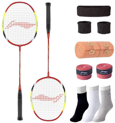 Li-Ning Combo of Q30 Badminton Racquet (2 Pcs.), Grip & 4 Other items Badminton Kit