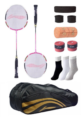 

Li-Ning Combo of XP-70 Badminton Racquet (2 Pcs.), Kit Bag, Grip & 4 Other items Badminton Kit