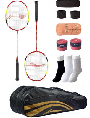 

Li-Ning Combo of Q30 Badminton Racquet (2 Pcs.), Kit Bag, Grip & 4 Other items Badminton Kit