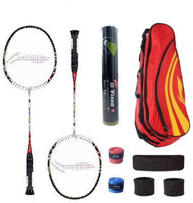 

Li-Ning Combo of Q8 Badminton Racquet (2 Pcs.), Kit Bag, Grips & 3 Other Items Badminton Kit
