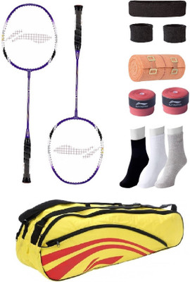 

Li-Ning Combo of Q20 Badminton Racquet (2 Pcs.), Kit Bag, Grip & 4 Other items Badminton Kit