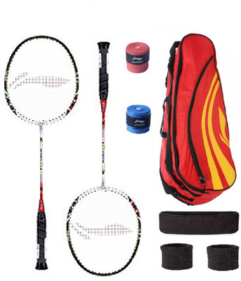

Li-Ning Combo of Q8 Badminton Racquet (2 Pcs.), Kit Bag, Grips & 2 Other Items Badminton Kit