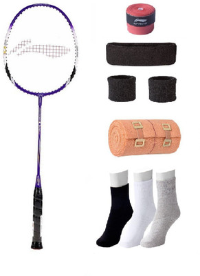 

Li-Ning Combo of Q20 Badminton Racquet, Grip & 4 Other items Badminton Kit