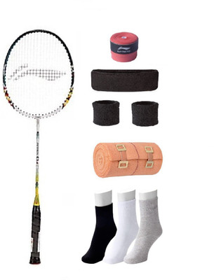 

Li-Ning Combo of Q6 Badminton Racquet, Grip & 4 Other items Badminton Kit