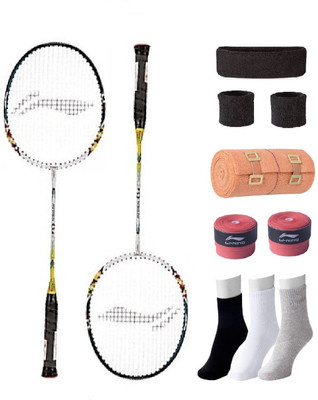 

Li-Ning Combo of Q6 Badminton Racquet (2 Pcs.), Grip & 4 Other items Badminton Kit