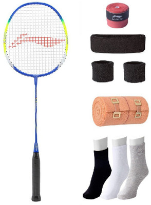 

Li-Ning Combo of Q50 Badminton Racquet, Grip & 4 Other items Badminton Kit