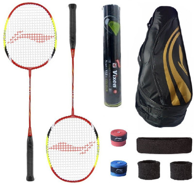 

Li-Ning Combo of Q30 Badminton Racquet (2 Pcs.), Kit Bag, Grips & 3 Other Items Badminton Kit