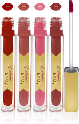 

seven 7 seas cosmetics makeup long lasting love liquid matte lipstick Exclusve color d brown skin brown dorane pink set 0f 4(d brown, skin brown,d orange,pink, 32 ml)