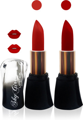 

femina09 cosmetics makeup shy girl matte lipstick non transfer kiss proof red maroon color set 0f2(red,maroon)